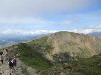 heading down from the summit